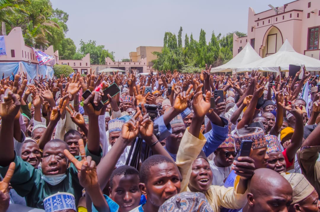 Eid prayers with thousands of faithful at the Sani Abacha Stadium, Kano.